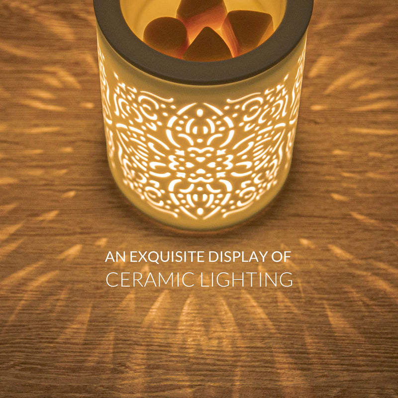 [Australia] - Earnest Living Wax Melt Warmer for Scented Wax Cubes Cake Candle Warmer Wax Melt Electric Ceramic Fragrance Melter Oil Burner White for Home Aromatherapy Gift White 