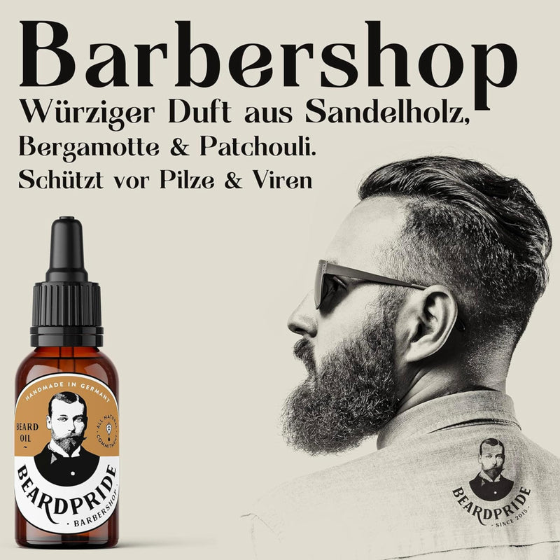 [Australia] - BEARDPRIDE Beard Oil Men - The original beard oil from the barbershop - Our beard care oil makes the beard soft - 100% natural oils - Beard Oil ideal gift for men (Barbershop, 30ml) 30 ml (pack of 1) 