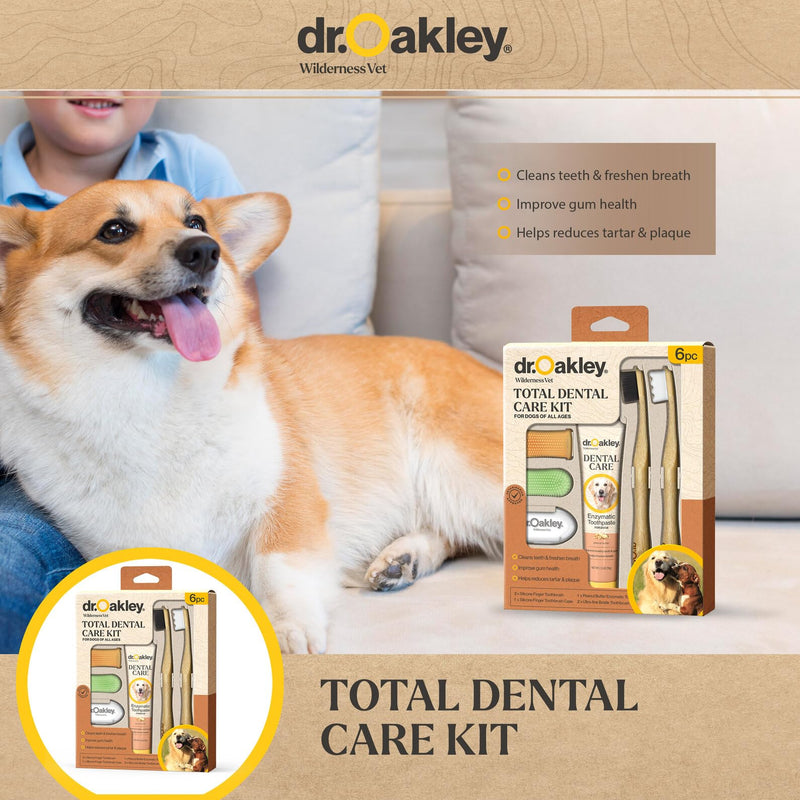 Total Dental Care Kit for Dogs: Peanut Butter Flavor - Toothpaste, Brushes, and Case, Natural