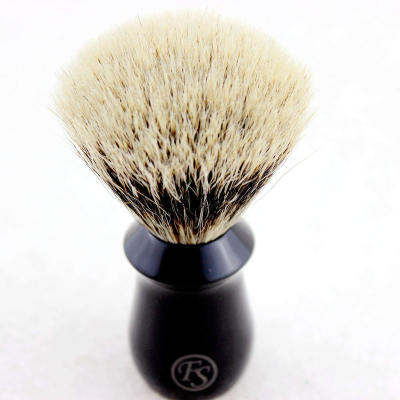 [Australia] - Frank FS shaving Brushes, 2-Band Manchurian Finest Badger Shaving Brush with Black Resin Handle for Personal and Professional Shaving,Birthday Gift (Fan Shape Knot:20 mm) 