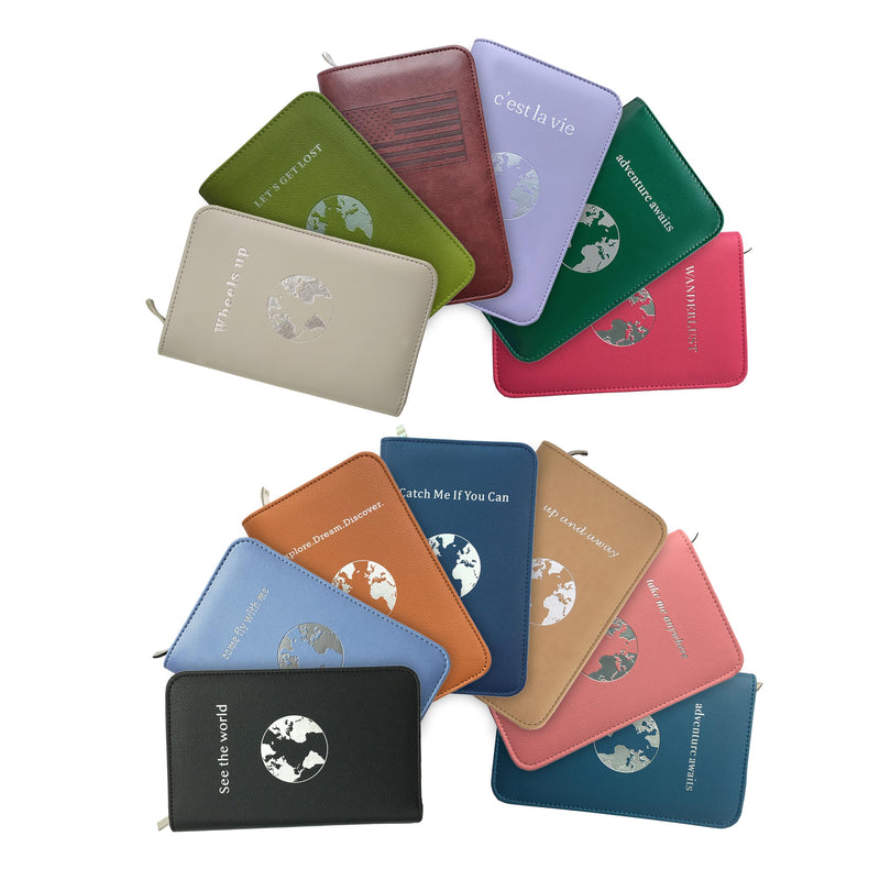 Phone Charging Passport Holder - Travel Wallet with Removable Power Bank holds money, cards, phone, travel docs- RFID Blocking - Compatible with All Phones - Travel Accessories Cerulean