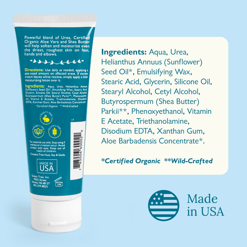 Urea Cream 40 Percent for Feet Maximum Strength Cracked Heel Treatment Foot Cream for Calluses and Dry Feet, Enriched with Shea Butter & Aloe for Moisturizing, Made in USA 40% Urea Cream