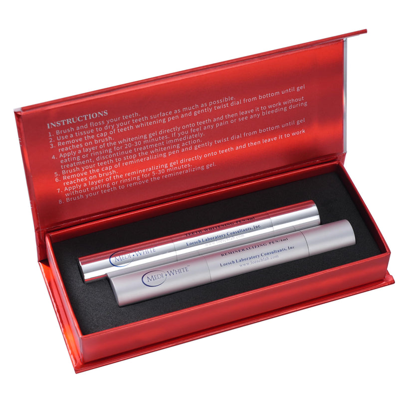 Professional Teeth Whitening Kit with Teeth Whitener Pen & Remineralization Gel Pen for Sensitive Teeth, On-The-go whitening Applicator, Whitening Pen for Stain Removal, Travel-Friendly