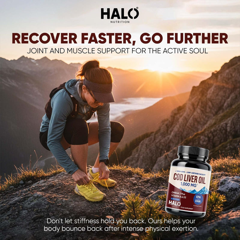 Cod Liver Oil Softgels 1000MG | Omega 3 + Vitamin A & D3 | Wild Caught Cod Liver Oil, Sustainable Sourced & Molecularly Distilled | EPA DHA Omega 3 Supplement for Bone, Eye & Immune Health | 60 Ct