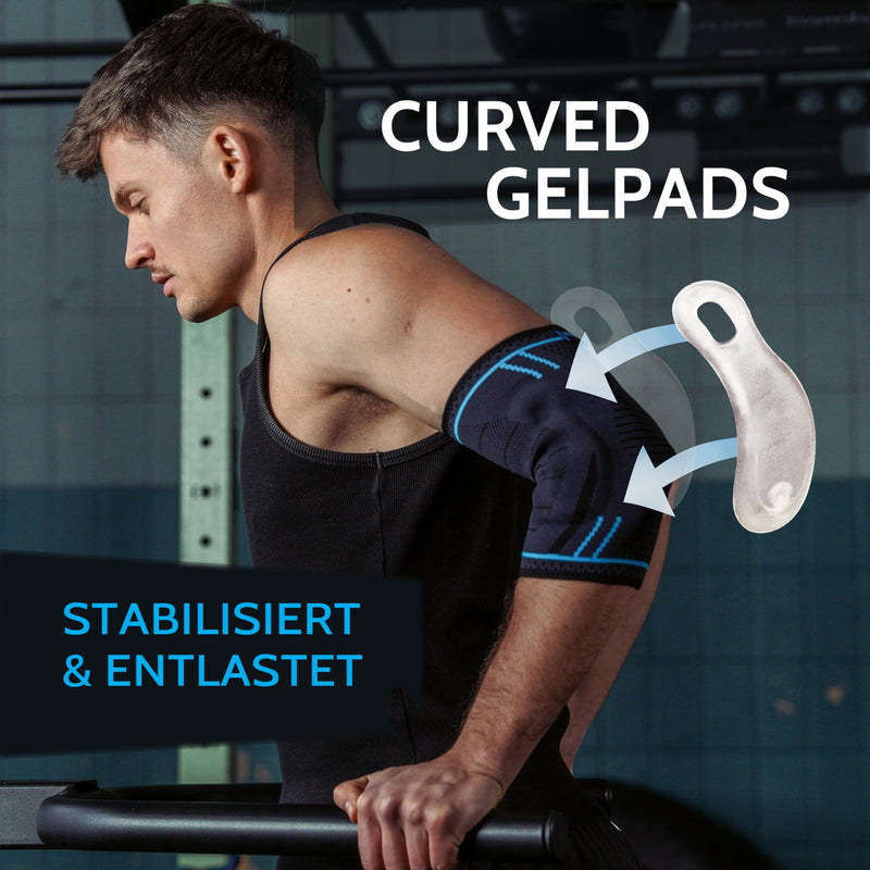 [Australia] - AGILE NOW® Elbow Brace Upgraded stabilizes & protects the joints, non-slip tennis elbow bandage with curved gel pads, suitable for all sports such as tennis, weightlifting & golf (L | Blue) L Blue 