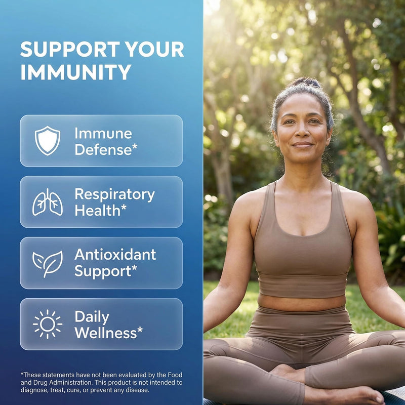 Clean Nutraceuticals Immune Defense Support Supplement 8 in 1 with Zinc 50mg Quercetin, VIT C 1000mg, Vitamin D3 5000 IU, Elderberry, Ginger - Immunity System Booster for Adults, Vegan - 60 Count