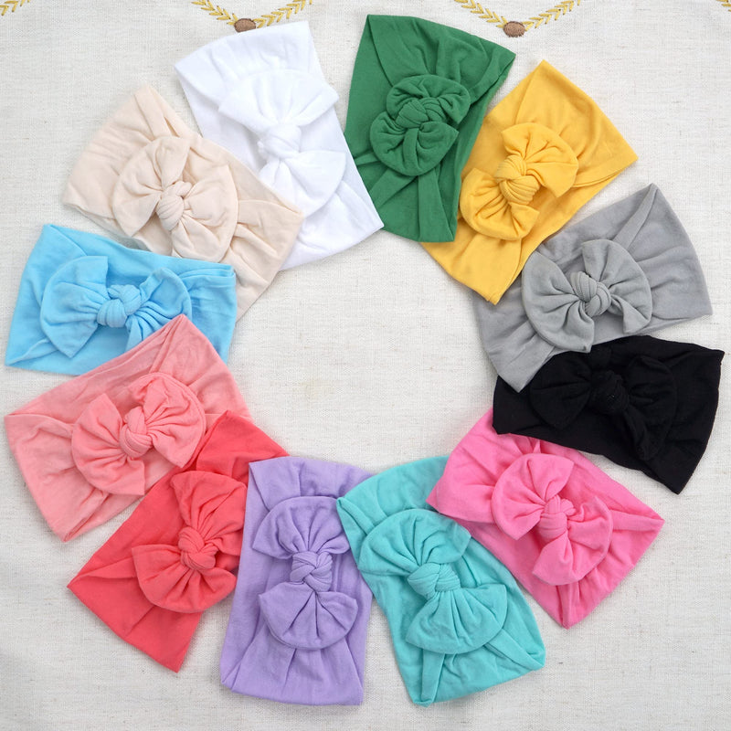 CÉLLOT Super Stretchy Soft Knot Headbands with Hair Bows Head Wrap Hair Accessories For Newborn Baby Girls Infant Toddlers Kids A