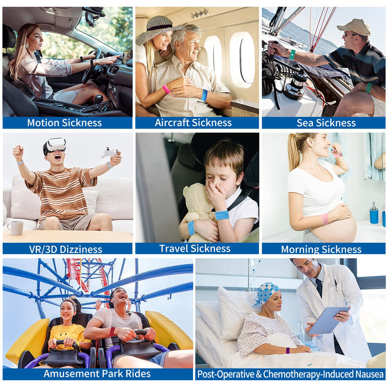 [Australia] - Motion Sickness Bands/Acupressure Nausea Bracelet for Nausea, Sea Sickness Bracelets for Natural Relief from Morning Sickness, Dizziness, Anxiety, Motion Sickness 2 Pairs 2black 