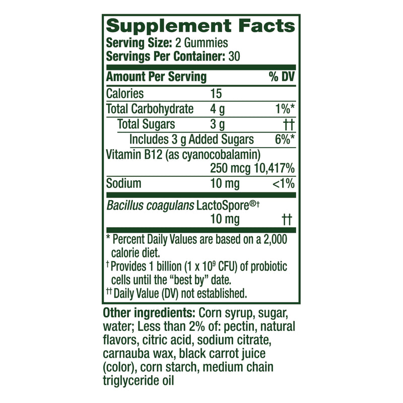 Align Probiotic, Bloating Relief + Food Digestion, Probiotics for Women and Men, Probiotic Helps Soothe Occasional Bloating*, with Vitamin B12 to Help Break Down Food into Cellular Energy*,60 Gummies 60 Count (Pack of 2)