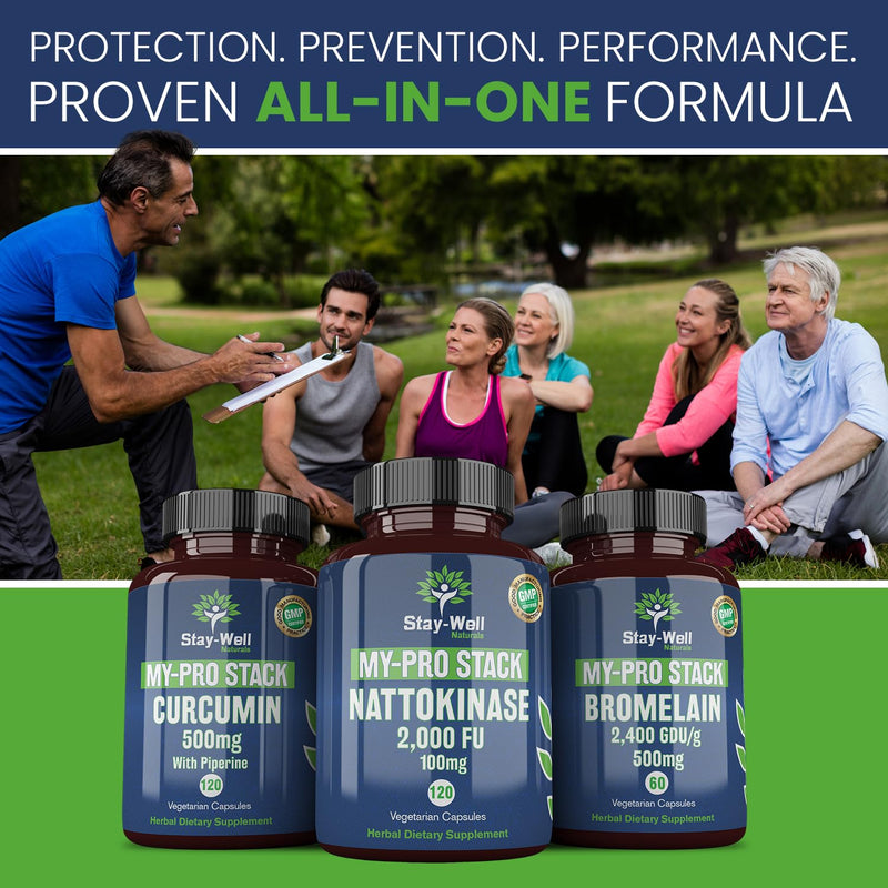 [Australia] - Spike Protein Supplement | Nattokinase 2000 FU 100mg, Bromelain 500mg, Curcumin 500 mg, 60 Day Supply | Full Protocol of Nattokinase Bromelain Curcumin (3 Bottle Set) 