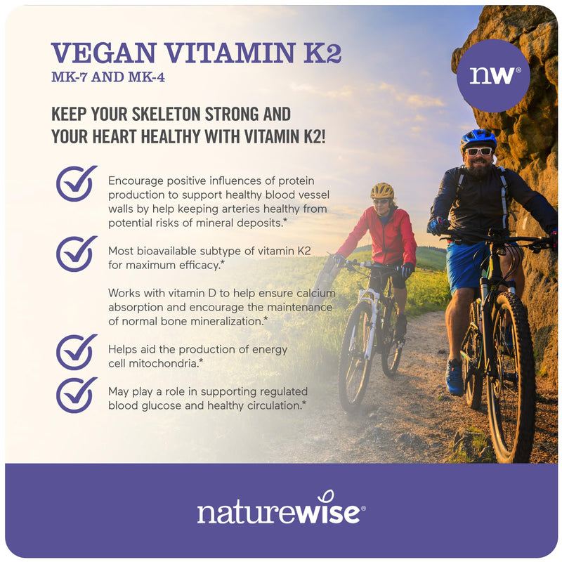 NatureWise Vegan Vitamin K2 100mcg & MK4 500mcg Bone Health - Vitamin D3 2000iu Immune Support 360 Count Vitamin + Vitamin D3 2000iu