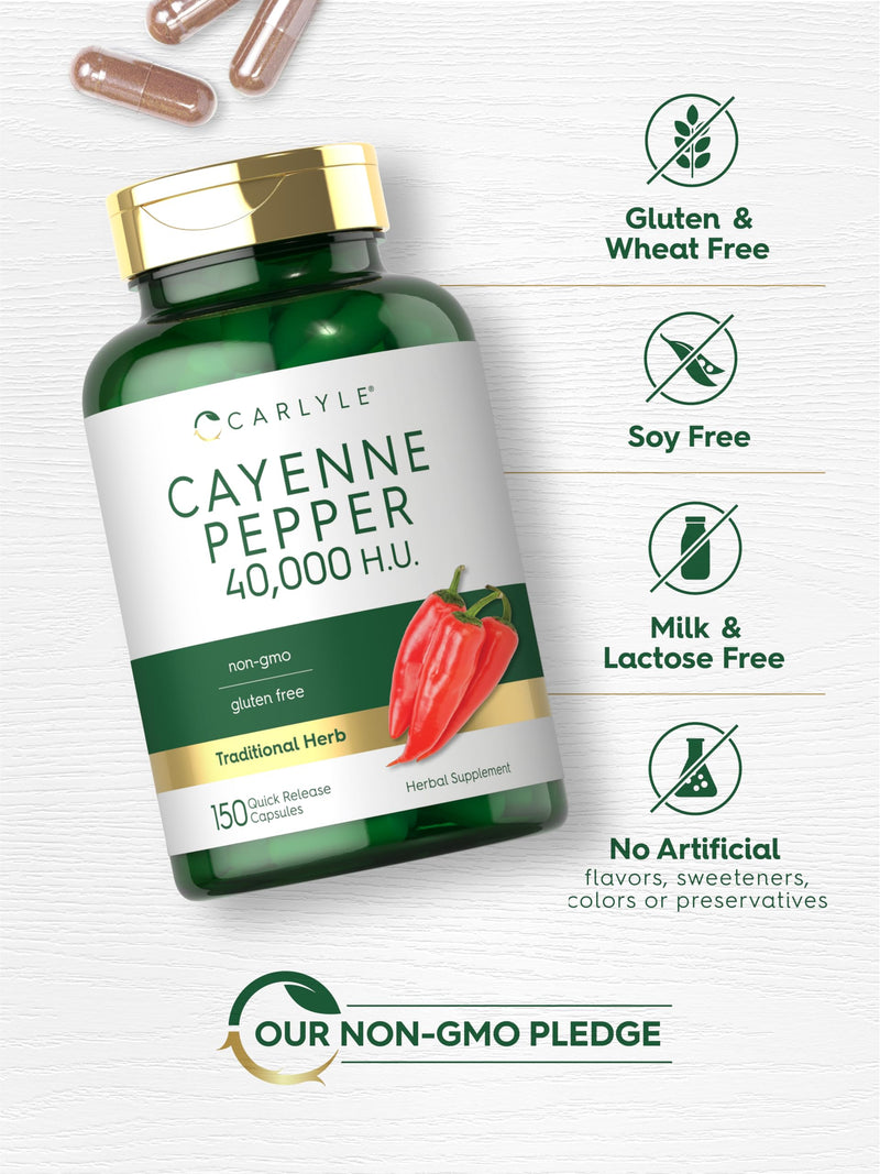 [Australia] - Carlyle Cayenne Pepper Capsules | 40,000 HU | Non-GMO and Gluten Free Supplement 