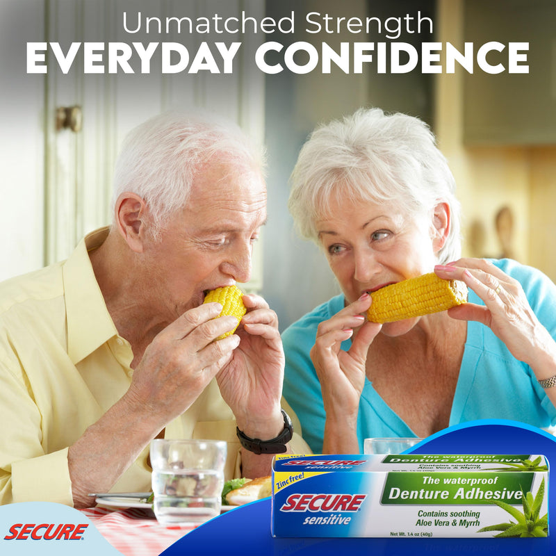 [Australia] - Secure Sensitive Denture Adhesive – 12-Hour Max Hold – Waterproof Seal – Zinc Free – Food Grade Ingredients – fsa hsa Approved – 1.4 oz (3 Pack) 3 