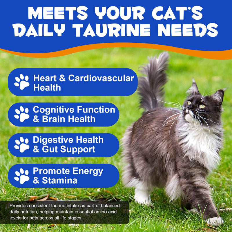 Taurine for Cats, Taurine Powder for Cats 200g, Essential Amino Acid Supplement for Cat - Heart, Vision Health, Digestive & Daily Vitality Support for All Ages, Easy-to-Mix