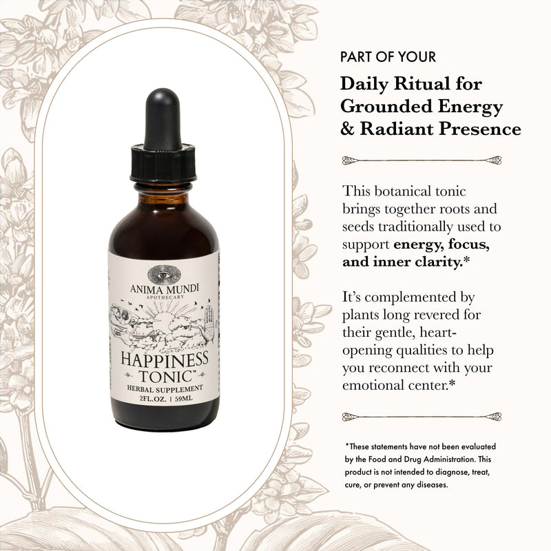 [Australia] - Anima Mundi Apothecary Herbal Ashwagandha Drops - Happiness Tonic for Gentle Mood Support and Relaxation - Adaptogenic Drops with Organic Ashwagandha, Rhodiola, St. John's Wort & More (2oz / 59ml) 