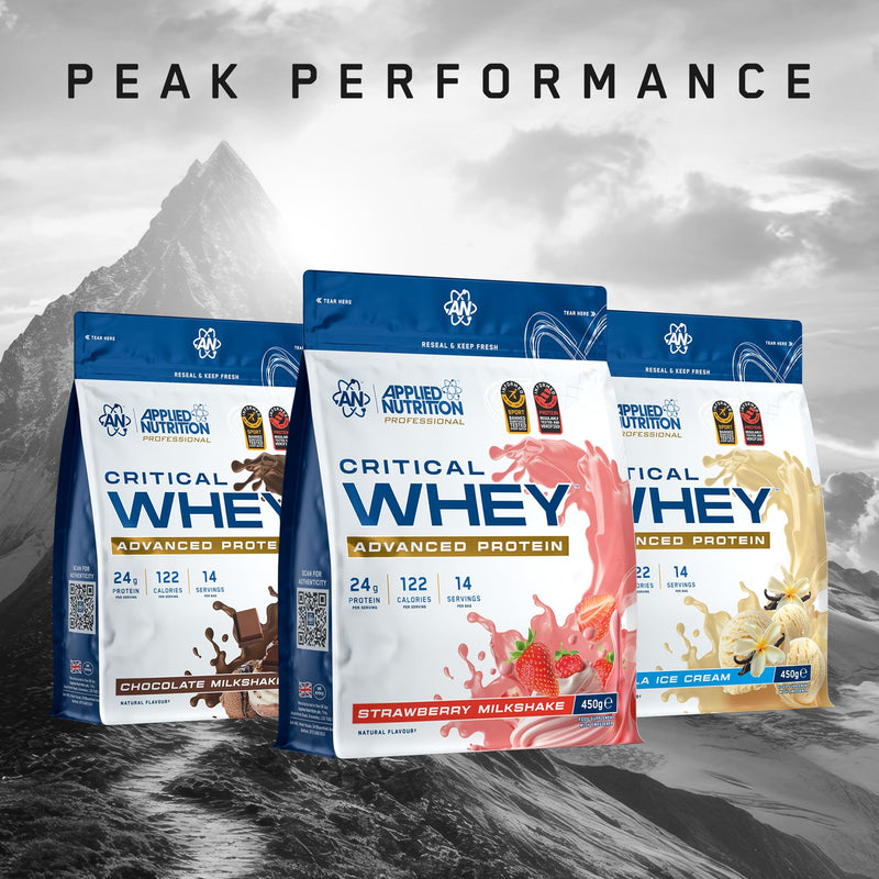 Applied Nutrition Critical Whey Protein Powder – 24g Protein per Serving, High Protein Powder, Protein Shake with BCAAs & Glutamine – Muscle Growth & Recovery (450g - 14 Servings) (Strawberry)