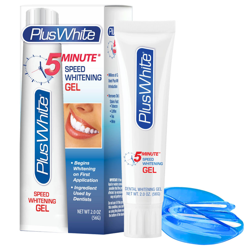 Plus White Whitening Kit - 5 Minute Speed Whitening Gel & Comfort Fit Mouth Tray - Professional Teeth Whitening Kit w/Dentist Approved Ingredient for Tooth Whitening (2 oz) 2 Ounce (Pack of 1)