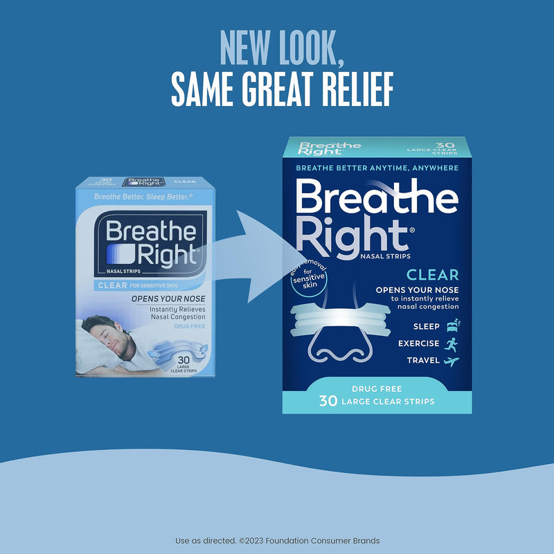 [Australia] - Breathe Right Nasal Strips Clear Large 30ct (Packaging May Vary) 