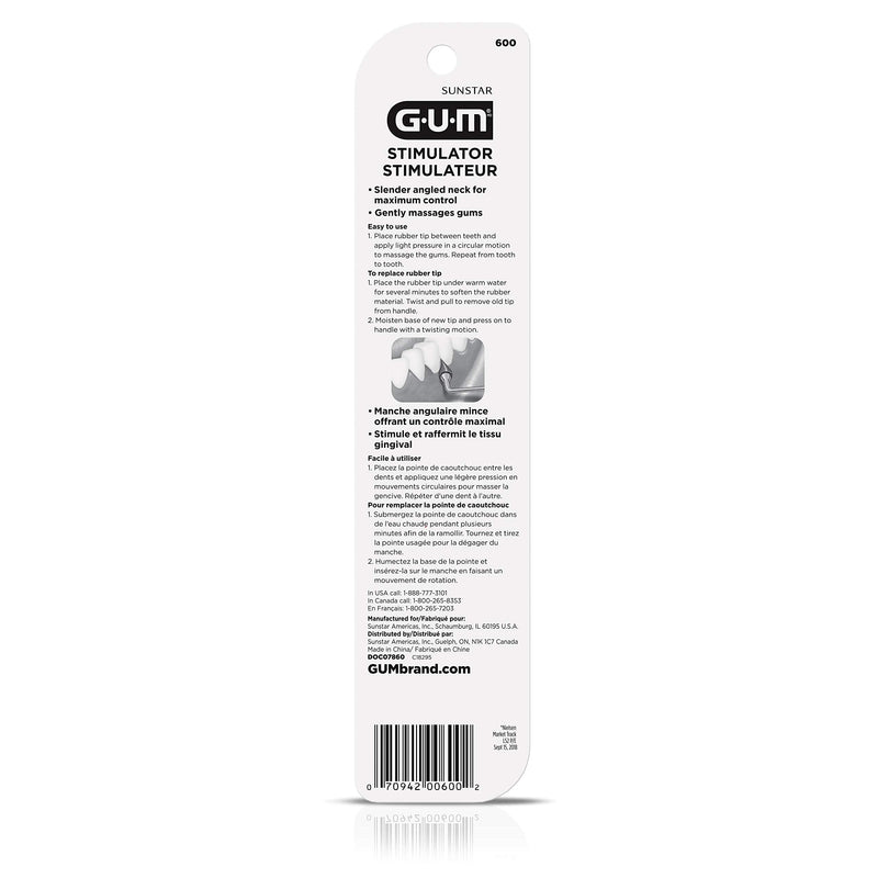 [Australia] - GUM Stimulator Permanent Handle with Rubber Tip, Precision Control, Massages Gums (Pack of 5) 