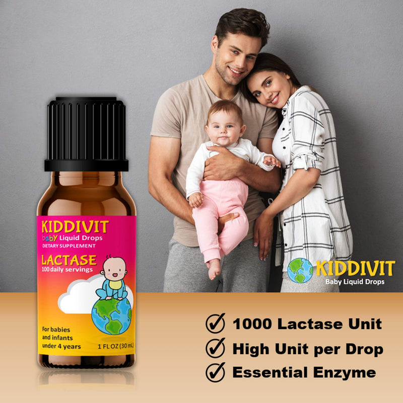 [Australia] - Kiddivit Baby Lactase Drops 1000 Units ‚Äì Gentle Digestive Support Enzyme Supplement ‚Äì 100 Daily Servings ‚Äì Built-in Dropper, Glass Bottle ‚Äì Gluten Free, Vegetarian, 1oz 