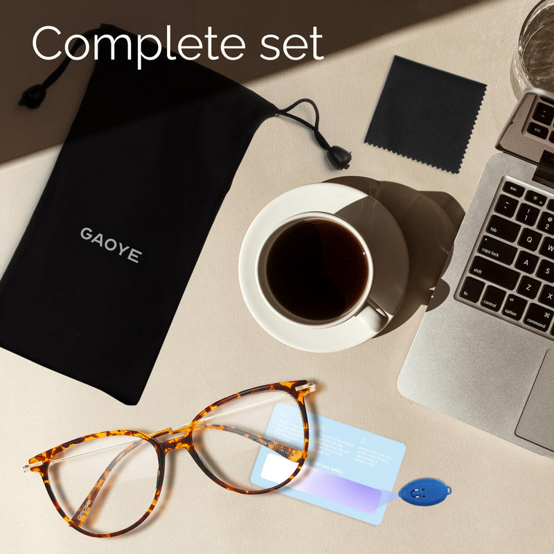 [Australia] - Gaoye Blue Light Blocking Glasses - Trending Round TR90 Frames, Metal Arms, UV400 Protection - Matching Soft Case *1-tea Leopard/Transparent Lens Clear 