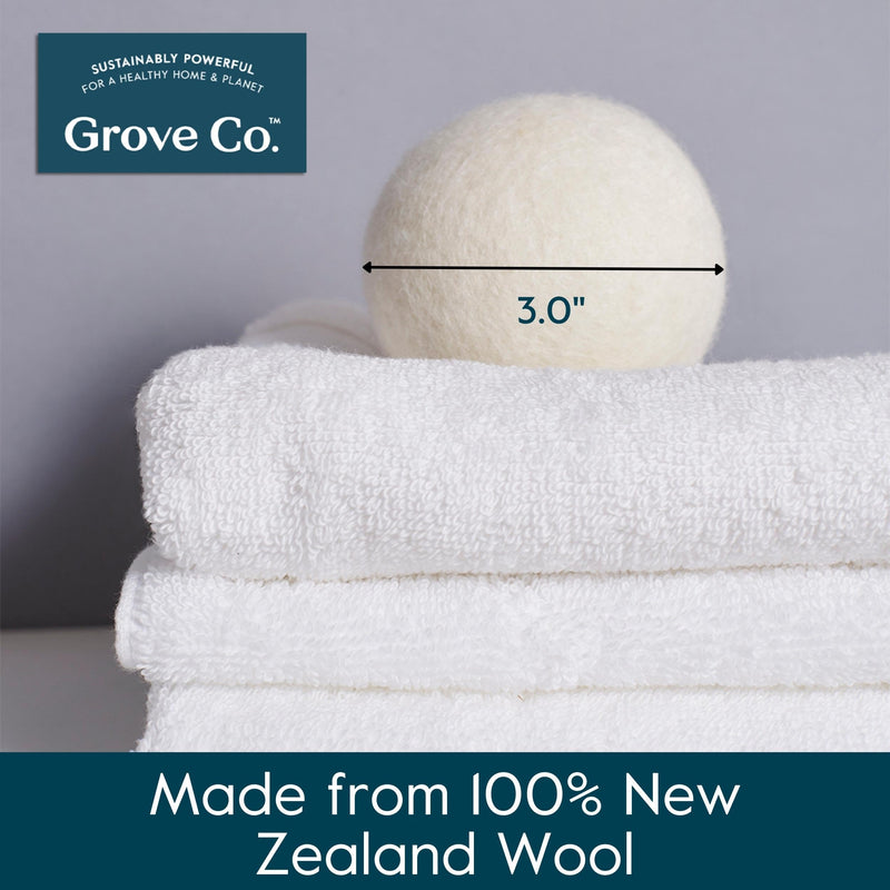 Grove Co. Wool Dryer Balls, Reusable Laundry Balls for Dryer, 100% New Zealand Wool, Reduce Drying Time, Wrinkles & Static, Sustainably Designed Laundry Essentials, Hypoallergenic, Unscented, 3 Pack