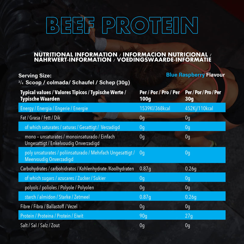 NXT Beef Protein Isolate 540g - High Protein Powder in Natural Amino Acids - Paleo, Keto Friendly - Dairy and Gluten Free | 540g (Blue Raspberry)