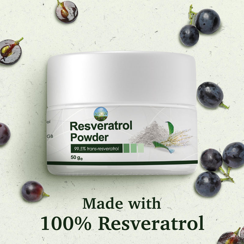 Pure Resveratrol Powders - Trans Resveratrol Antioxidant Supplements, Powder Scoop, Measuring Spoon, Antioxidant Wellness, Natural Supplements - 50g