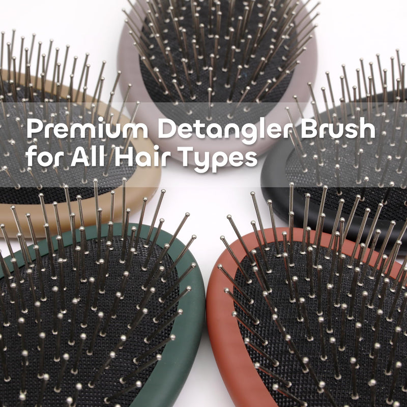 WeiLa Anti-Static Hair Brush Oval, Stainless-Steel Bristles Detangler for Wigs & Hair, ABS Handle (Tektite Black + Blue, Couple) Tektite Black + Blue 2 Pack