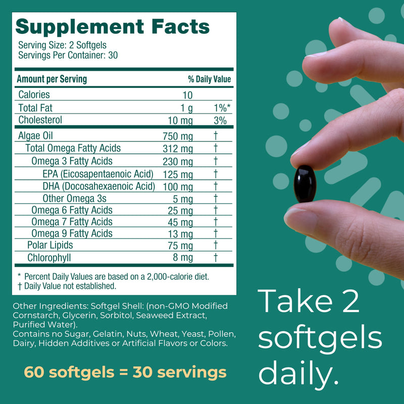 [Australia] - Iwi life Omega-3, 60 Mini Softgels (30 Servings), Easy to Swallow, Plant-Based Algae Omega 3 with EPA + DHA, Whole-Body Support Dietary Supplement, Krill & Fish Oil Alternative, No Fishy Aftertaste 60 Count (Pack of 1) 