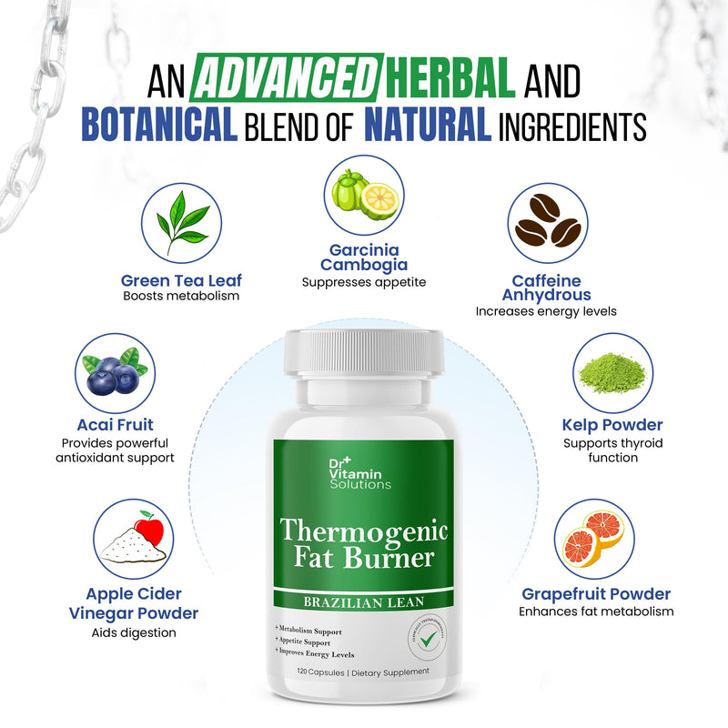 Thermogenic Fat Burner for Women and Men, 120 Count (4 Month Supply) - Appetite Suppressant for Weight Loss, Belly Fat Burner, Green Tea, Energy & Metabolism Booster, Diet Pills, Non-GMO Made in USA 120 Count (Pack of 1)