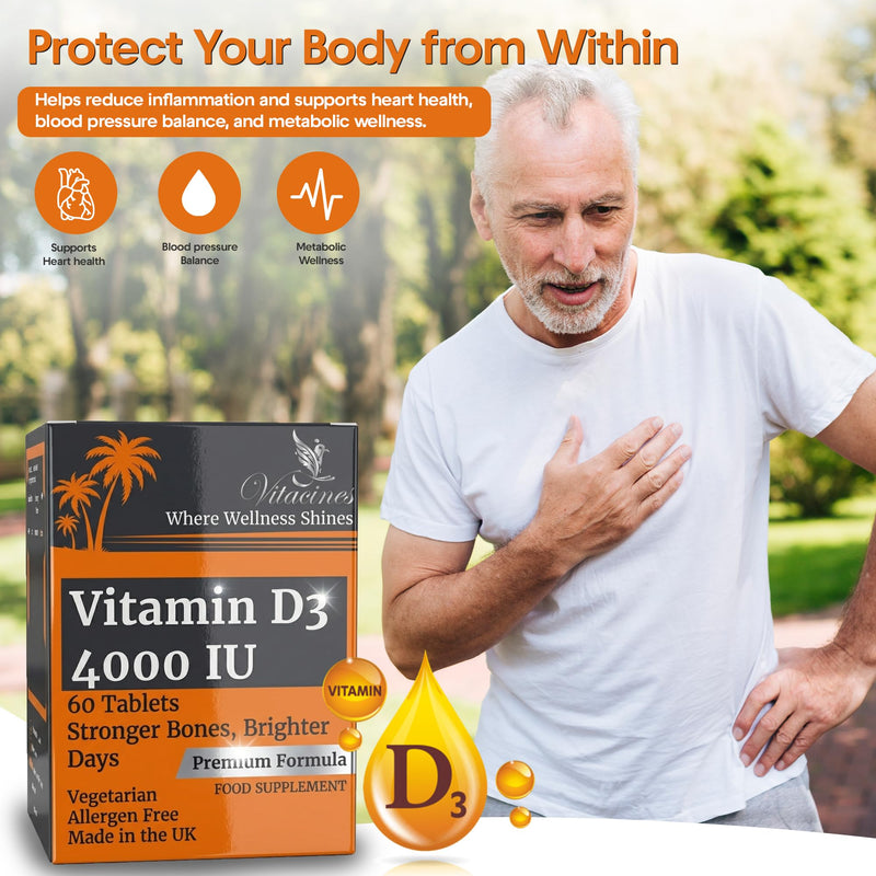 Vitamin D3 4000 IU Tablets | 60 Tablets | Vegetarian, Halal & Kosher Certified | Allergen Free, Gluten Free, Non GMO | Immune, Bone & Muscle Support | Made in The UK | 2 Month Supply