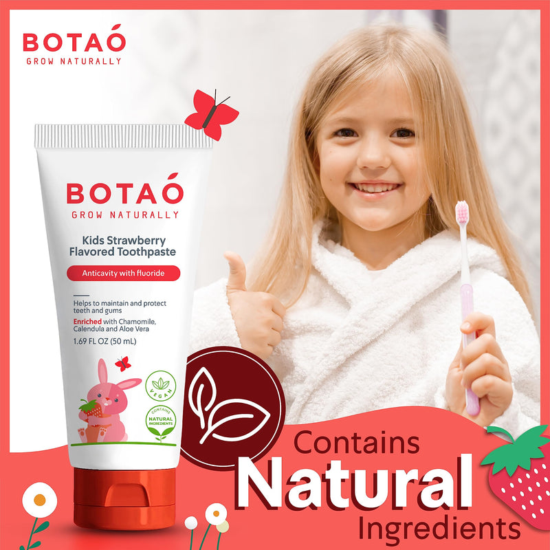 [Australia] - Kids Toothpaste | Natural Strawberry Flavored Anticavity Fluoride Toothpaste Maximum Cavity Protection| EWG Verified, Vegan, SLS Free, Safe to Swallow, Aloe Vera (3Pack) 1.7 Fl Oz (Pack of 3) 