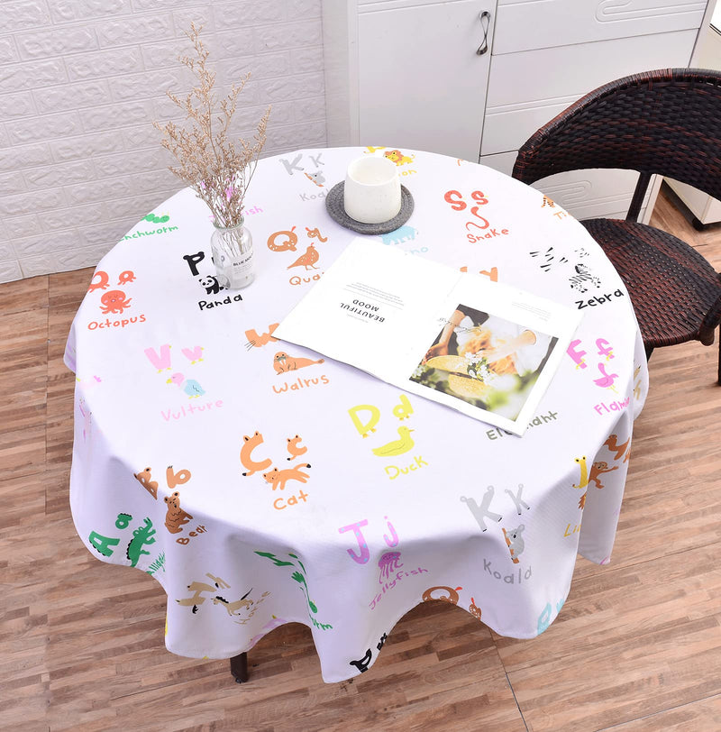 [Australia] - WOMUMON 51" Splat Mat for Under High Chair/Arts/Crafts, Baby Washable Spill Mat Waterproof Anti-Slip Floor Splash Mat, Portable Play Mat and Table Cloth Zoo Alphabets 