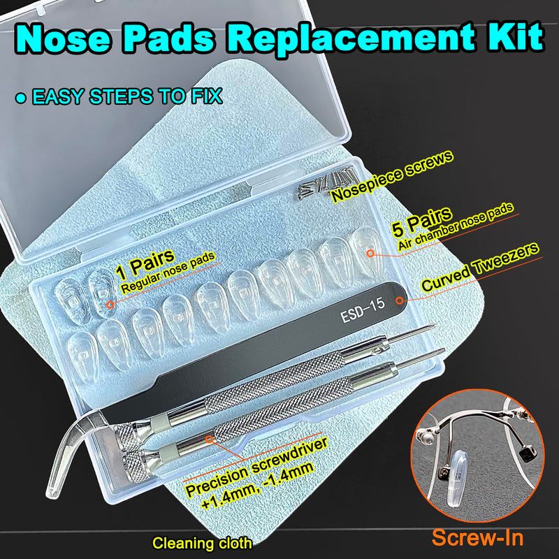 [Australia] - 5-Pairs Silicone Eyeglass Nose Pads, Pressure-Reducing Air Chamber Design | Screw-in Style Glasses Nose Pads Replacement Kit, Anti-Slip & Easy Install, Fit for Most Eyeglasses & Sunglasses 
