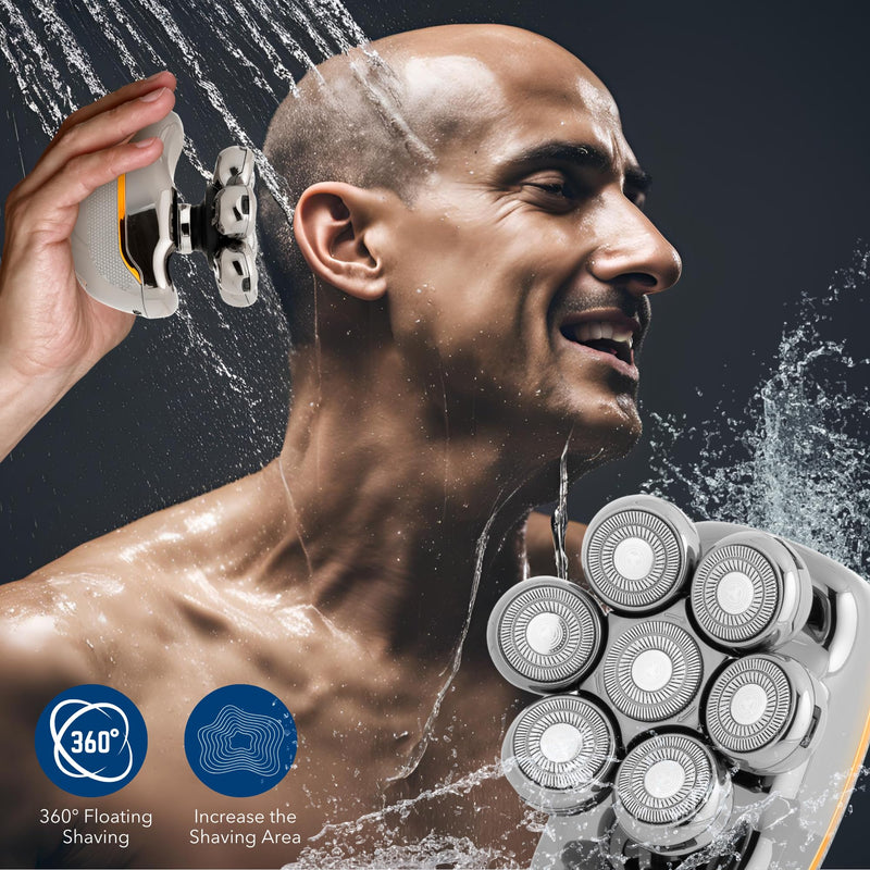 [Australia] - Head Shaver for Bald Man Cordless Electric Shavers - Detachable Heads Shavers for Men Waterproof Mens Razors for Shaving Rechargeable 7D Rotary Head Shaver,Nose Hair Trimmer,Ear Hair Trimmer for Men 