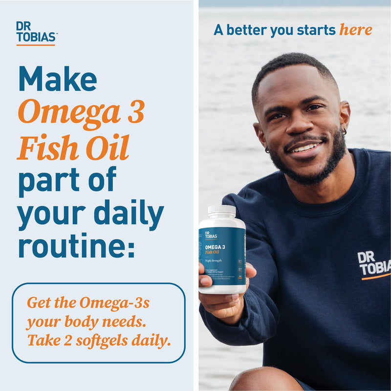 [Australia] - Dr. Tobias Omega 3 Fish Oil, 2000mg Triple Strength Omega 3 Supplement with 800mg EPA 600mg DHA Per Serving, Fish Oil Omega 3 Supplements for Heart, Brain & Immune Support, 180 Softgels, 90 Servings 180 Count (Pack of 1) 