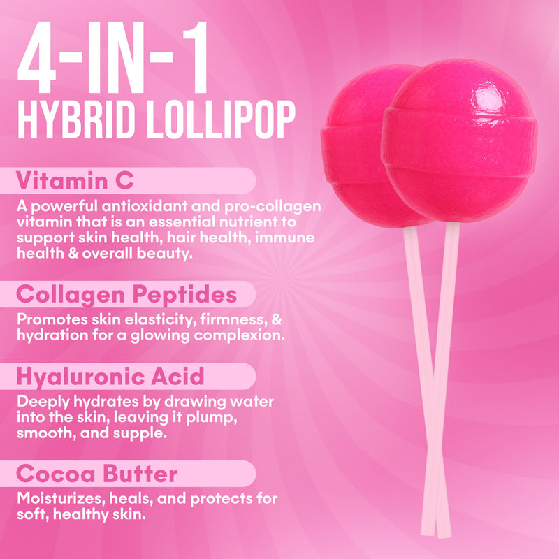 Collagen Peptide Lollipops for Women & Teens – Hair Skin and Nails Supplement with Hyaluronic Acid and Vitamin C – Beauty Candy Pops for Glowing Skin – Low Sugar Vegan Collagen Vitamins for Adults 10