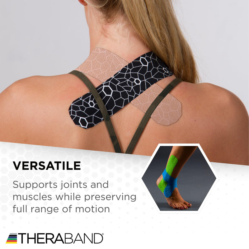 THERABAND Kinesiology Tape, Beige/Beige, 1 Roll, with XactStretch Indicators, Long-Lasting Athletic Tape for Shoulder, Back & Knee, Latex-Free & Water Resistant for Men and Women, Pre-Cut