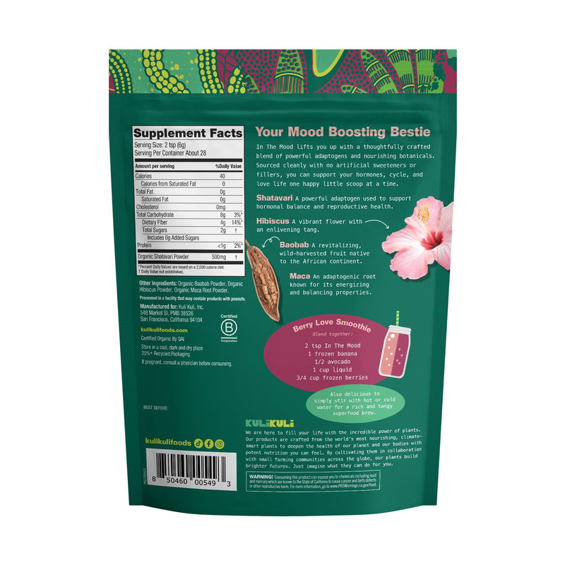Kuli Kuli Mood Magic 6 oz Organic Uplifting Superfood Powder - Powerful Blend of Maca, Baobab, Hibiscus, and Cinnamon - Superfood powder blend for Mood, Stress Reduction, Cognitive Function | An uplifting blend of hibiscus and cinnamon crafted to ease ...