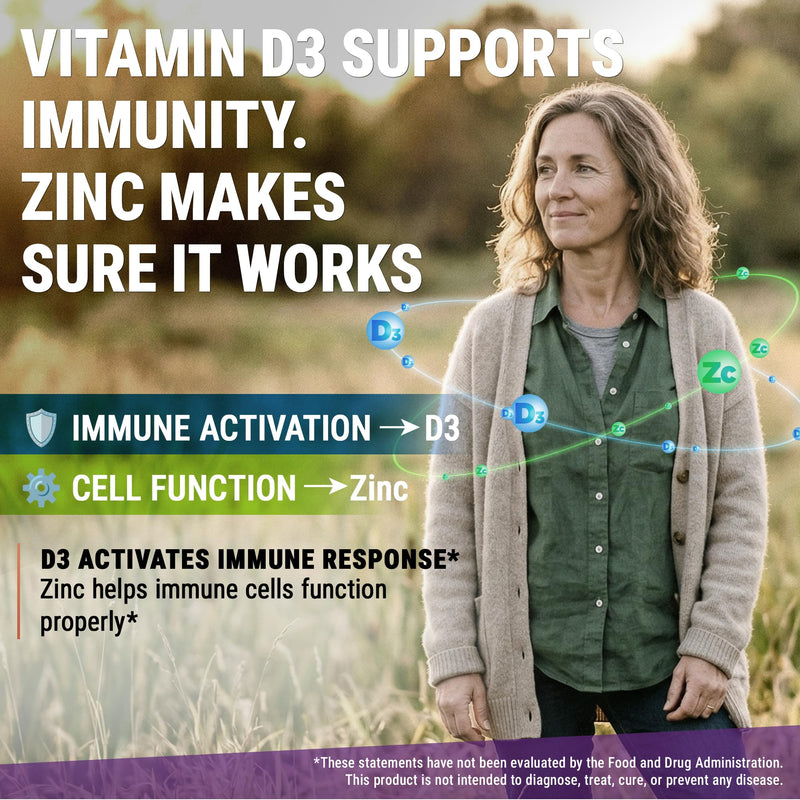 Vitamin D3 K2 Magnesium with Zinc & Calcium | Magnesium Glycinate 1500mg | D3 10,000 IU | K2 200mcg | Calcium 50mg | Zinc 50mg | Bone, Muscle & Immune Support for Women & Men - Vegan - Non-GMO