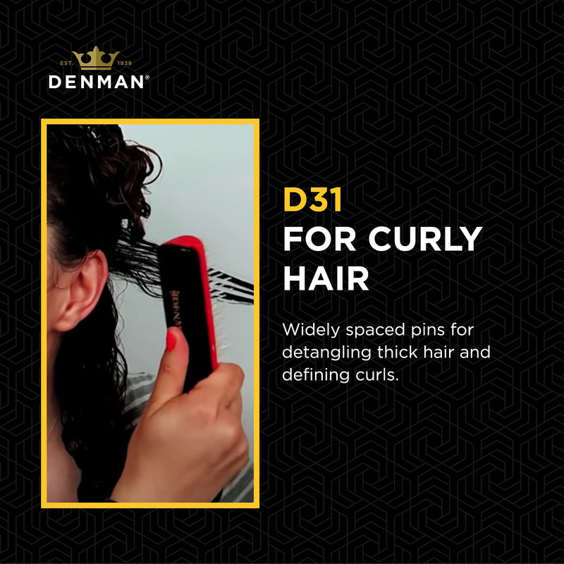 [Australia] - Denman Free Flow Wide Spaced Pins 7 Row Hair Styling Brush - 3-in-1 Styling Tool for Creating Volume, Detangling Thick Hair and Defining Curls, D31 