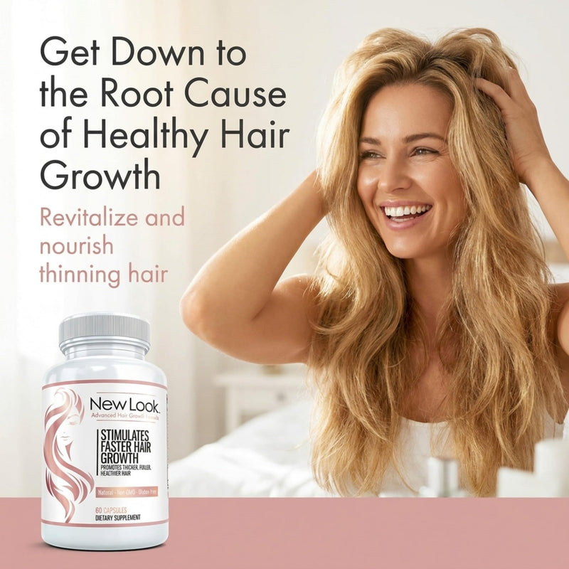 New Look Hair Growth Support Vitamins for Women and Men | Clinical Strength Supplement for Hair Loss | Supports Thicker, Fuller Hair with Biotin - 60 Capsules
