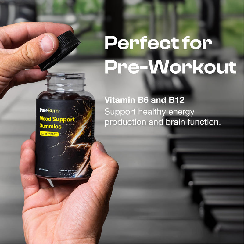 High Strength Mood & Energy Gummies – Extra Energy Boost with Vitamin B12, Maca Root, Ashwagandha & L-Arginine | Caffeine Free | Natural Mood Enhancer | 60 Gummies | Natural Berry Flavour 60 count (Pack of 1)