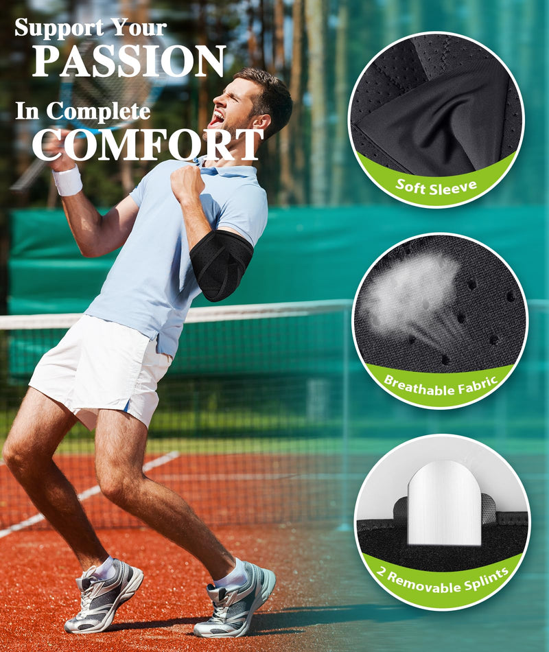 [Australia] - Elbow Brace for Cubital Tunnel, Ulnar Nerve Entrapment brace, Adjustable Elbow Splint for Sleeping, Tendonitis, Tennis Elbow, Comfortable Stabilizer Support for Women and Men Fit Most Black One Size 