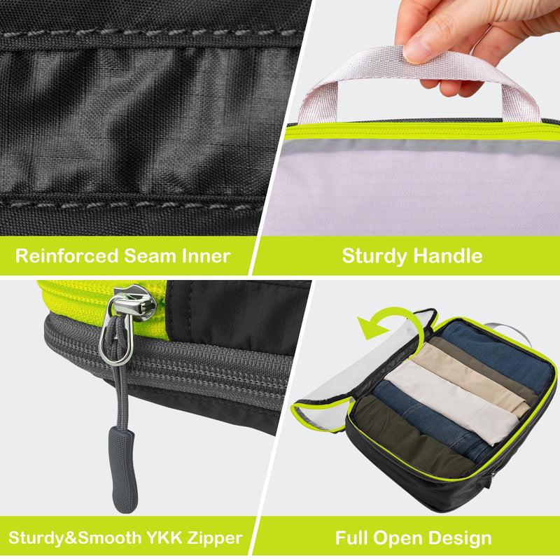 Cipway Compression Packing Cubes Mesh (8 Pcs, Black) | See Through Mesh Luggage Organizer Bags, Travel Essentials for Carry on Suitcase with Clear Toiletries Bag 8PCS