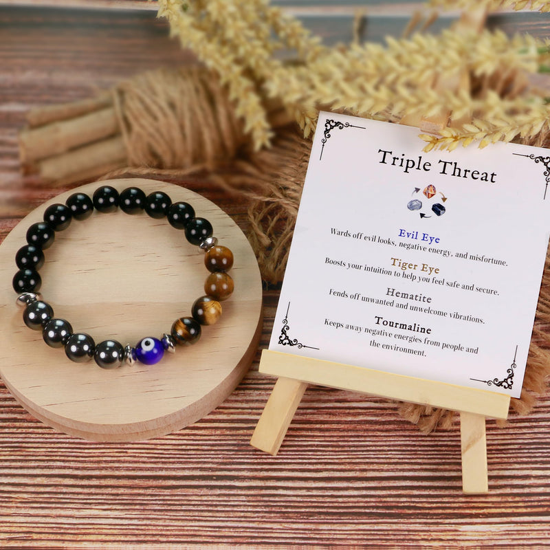 [Australia] - SmileBelle Protection Bracelet for Men Women, Amethyst Bracelet as Get Well Gifts for Women After Surgery Evil Eye Bracelets as Boss Day Gifts Healing Bracelets for Inspirational Gift Black Protection 