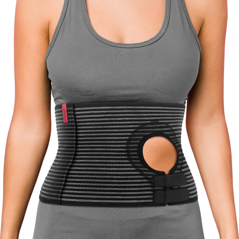 [Australia] - ORTONYX Abdominal Ostomy Belt for Men and Women, Post-Operative Care After Colostomy ileostomy Surgery, Adjastable Stoma Bag Hole/Black L-XXL L/XXL (36"-49") Black 