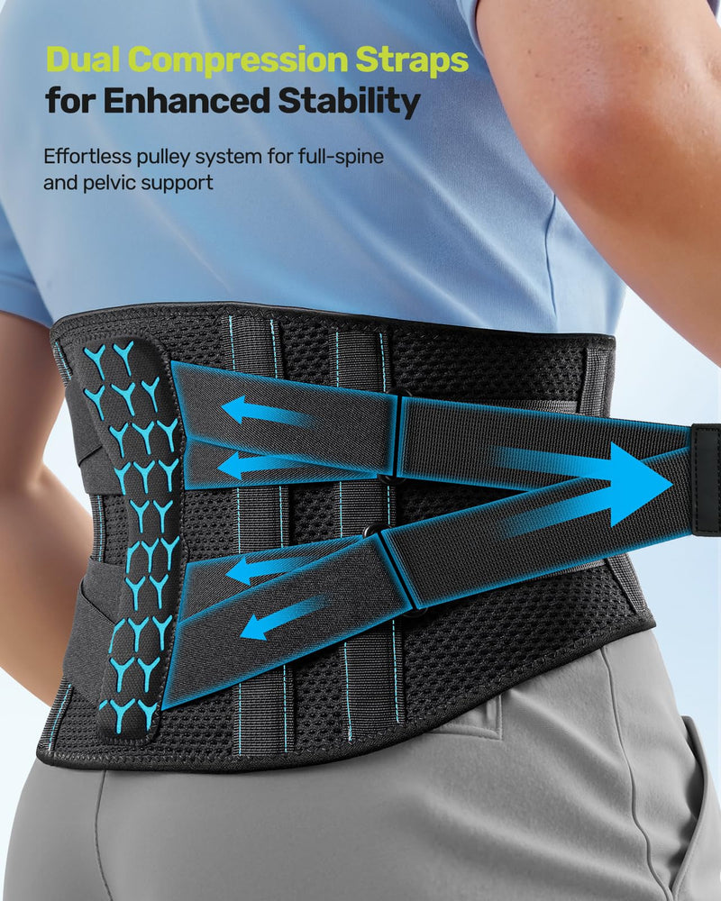 [Australia] - Back Brace for Lower Back Pain, 7 Stays Ergonomic Support Brace with Comfortable 3D Pad, Easy to Put On/Off Lumbar Support Belt for Women Men, Pain Relief from Sciatica, Herniated Disc, Size M (Waist: 33.5"-39.4") Black Medium (Waist: 33.5"-39.4") 