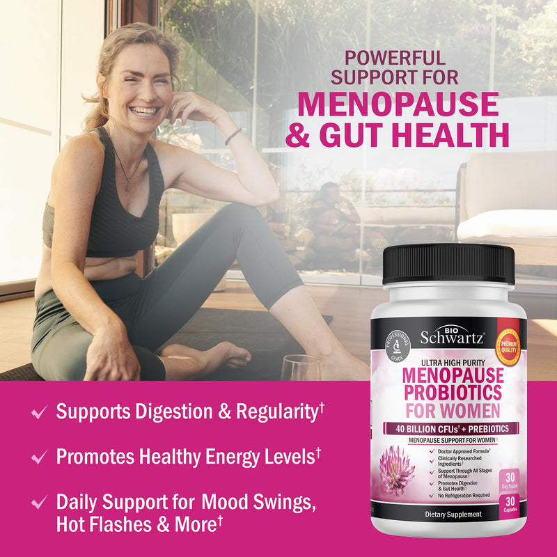 [Australia] - Menopause Supplements for Women - 40 Billion CFU Menopause Probiotics for Women - Support for Hot Flashes Night Sweats Mood Swings and Balance - Non-GMO, 30 Easy-Swallow Capsules, 30 Servings 30 Count (Pack of 1) 